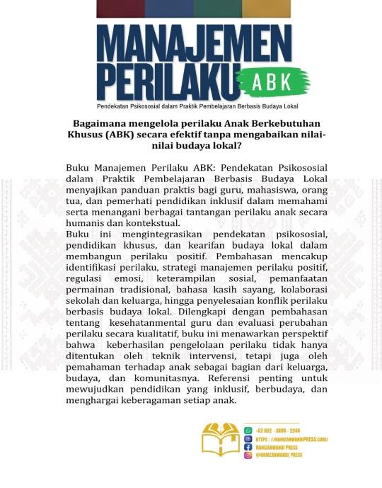 MANAJEMEN PERILAKU ABK: Pendekatan Psikososial dalam Praktik Pembelajaran Berbasis Budaya Lokal